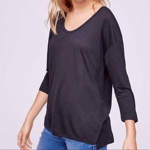 LOFT Drop Shoulder Black Top XXS